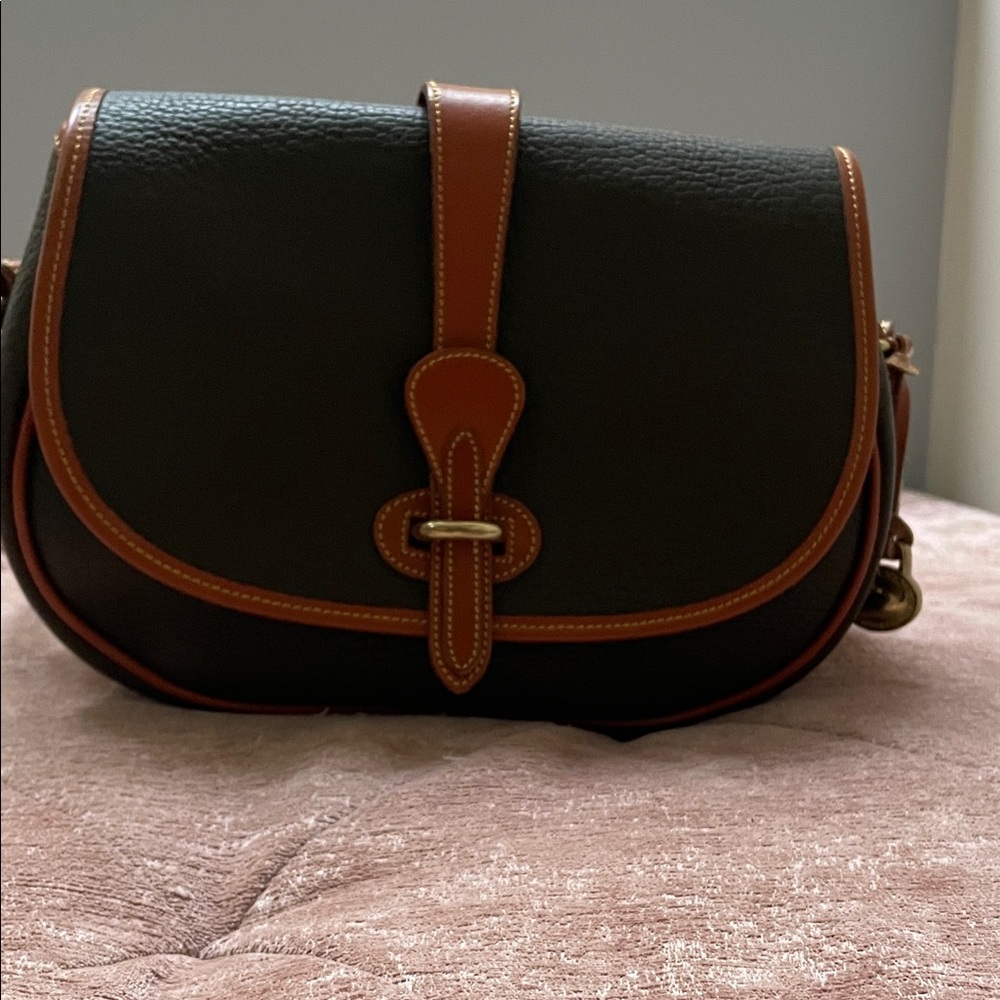 Dooney Green and Brown Leather Shoulder Bag